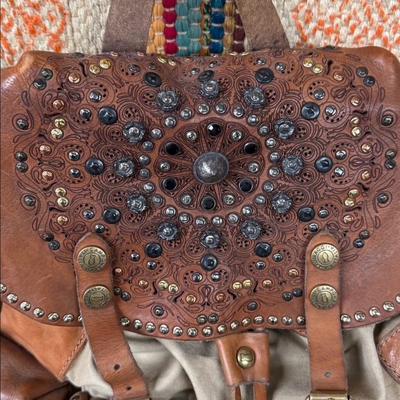 Campomaggi Trieste studded leather and canvas backpack. New with tags. main image 4